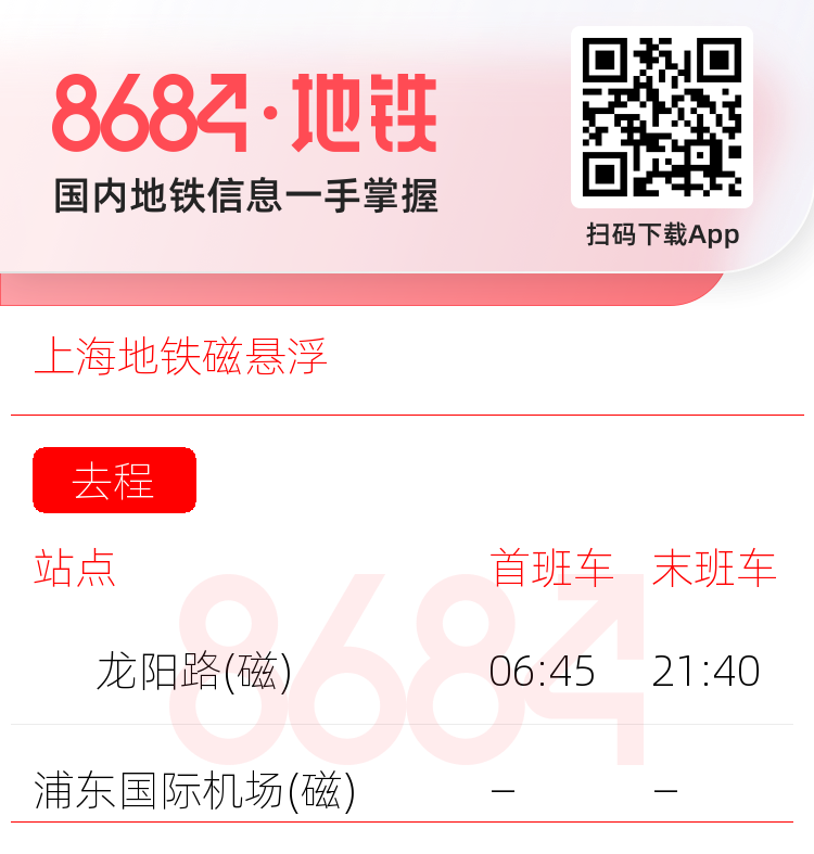上海地铁磁悬浮运营时间表